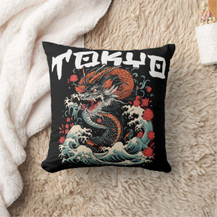 Dragon s Dance Japanese Retro Seascape Cushion