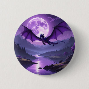 Dragon’s Night – Purple Fantasy Desk Mat 🌙🐉 6 Cm Round Badge