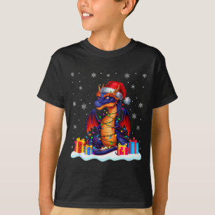 Dragon Santa Hat Christmas Tree Light Xmas Pajama T-Shirt
