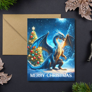 Dragon Saying Merry Christmas Card