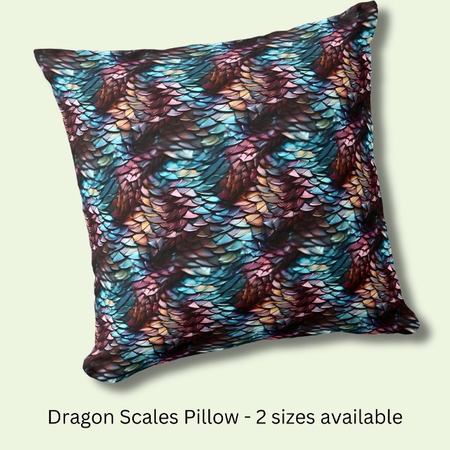 Dragon Scales Aqua Blue Crimson Brown Cushion (Creator Uploaded)