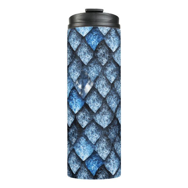 Dragon scales / blue gems thermal tumbler (Front)