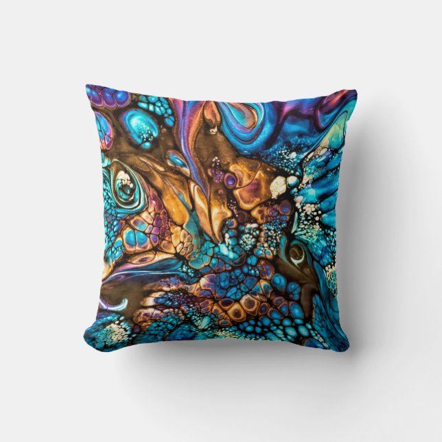 Dragon Scales colourful abstract Cushion (Front)