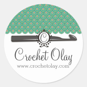 Dragon scales crochet hook monogram classic round sticker