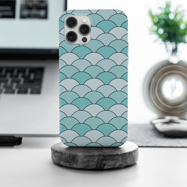 Dragon Scales, Fans, Waves, Seigaiha, Blue Case-Mate iPhone Case (Creator Uploaded)
