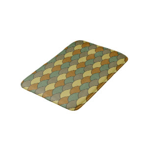Dragon Scales, Fans, Waves, Seigaiha, Camouflage Bath Mat