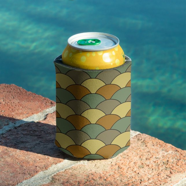 Dragon Scales, Fans, Waves, Seigaiha, Camouflage Can Cooler (In Situ Pool)