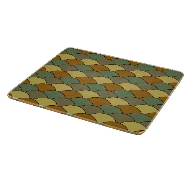 Dragon Scales, Fans, Waves, Seigaiha, Camouflage Cutting Board (Corner)