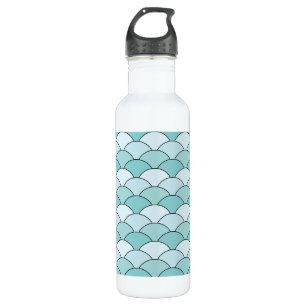 Dragon Scales, Fans, Waves, Seigaiha, Orange 710 Ml Water Bottle