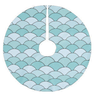Dragon Scales, Fans, Waves, Seigaiha, Orange Brushed Polyester Tree Skirt
