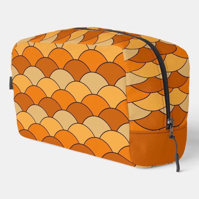 Dragon Scales, Fans, Waves, Seigaiha, Orange Dopp Kit (Right Corner)