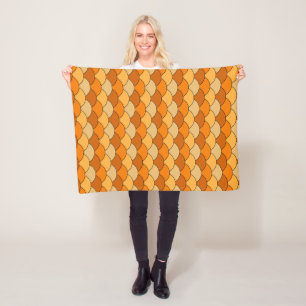 Dragon Scales, Fans, Waves, Seigaiha, Orange Fleece Blanket