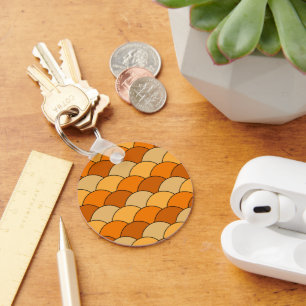 Dragon Scales, Fans, Waves, Seigaiha, Orange Key Ring