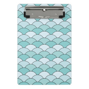 Dragon Scales, Fans, Waves, Seigaiha, Orange Mini Clipboard