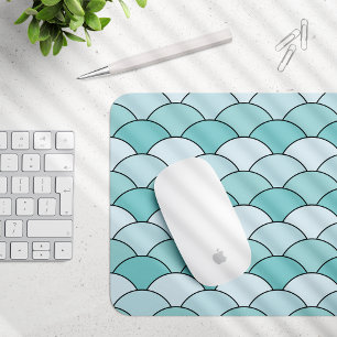 Dragon Scales, Fans, Waves, Seigaiha, Orange Mouse Pad