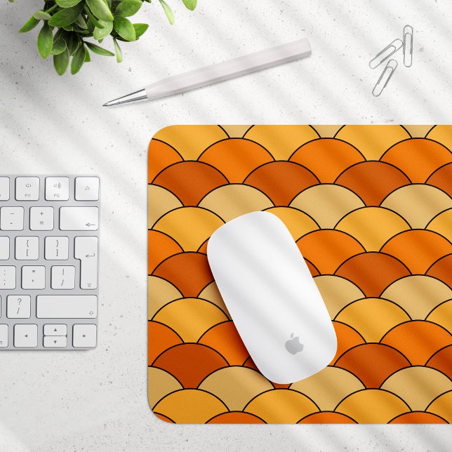 Dragon Scales, Fans, Waves, Seigaiha, Orange Mouse Pad (Creator Uploaded)