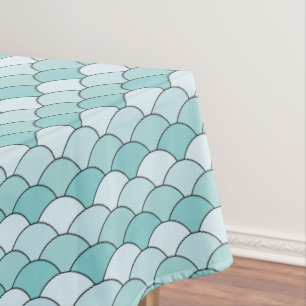 Dragon Scales, Fans, Waves, Seigaiha, Orange Tablecloth