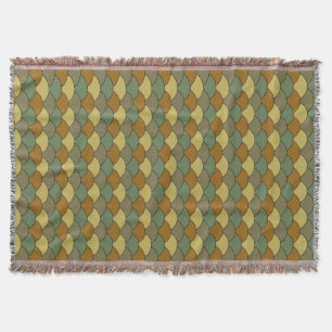 Dragon Scales, Fans, Waves, Seigaiha, Orange Throw Blanket
