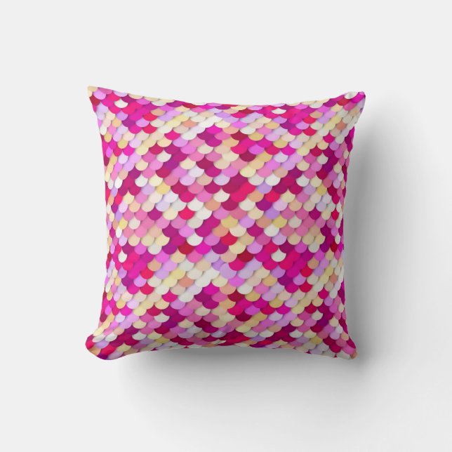 "Dragon Scales" - magenta, pink and gold Cushion (Front)