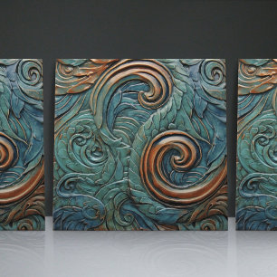 Dragon Scales Victorian Green Organic Patterns Ceramic Tile