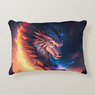 Dragon Scape Fire Night Decorative Cushion
