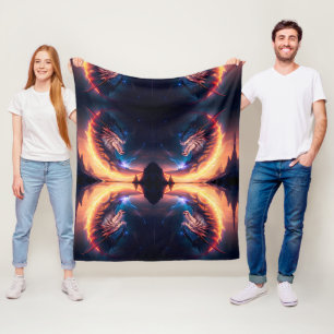 Dragon Scape Fire Night Fleece Blanket