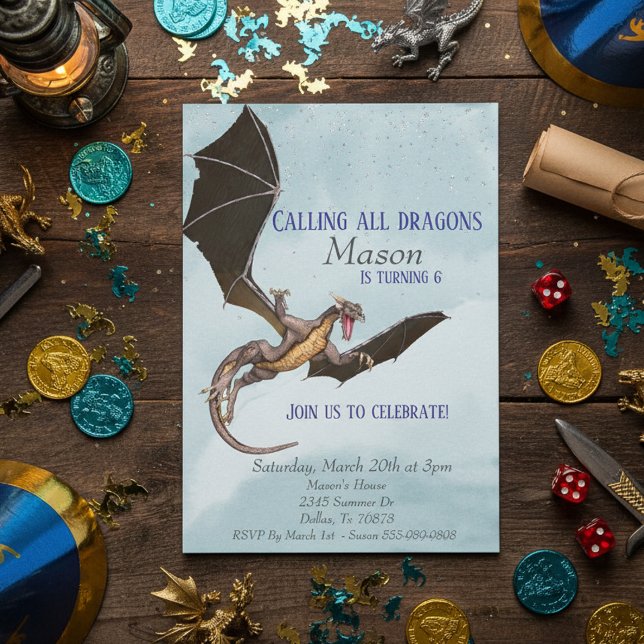 Dragon Serpent Birthday Party Child's Invitation (Creator Uploaded)