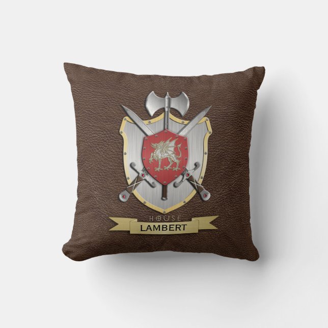 Dragon Sigil Battle Crest Brown Cushion (Front)