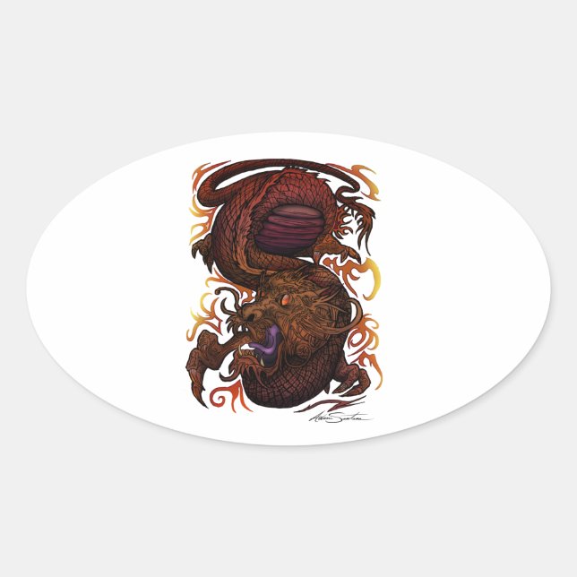 Dragon (Signature Design) Oval Sticker (Front)