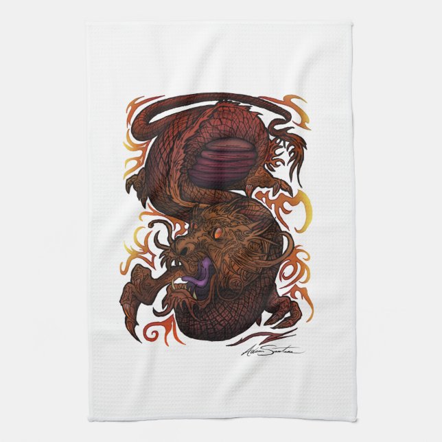 Dragon (Signature Design) Tea Towel (Vertical)