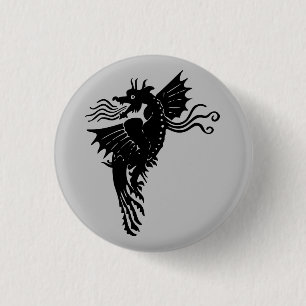 Dragon Silhouette Spirit Animal Totem Emblem 3 Cm Round Badge