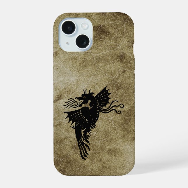 Dragon Silhouette Spirit Animal Totem Emblem iPhone 15 Case (Back)