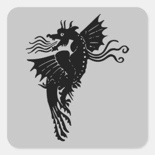Dragon Silhouette Spirit Animal Totem Emblem Square Sticker