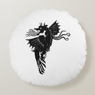 Dragon Silhouette Spirit Animal Totem Emblem Throw Round Cushion