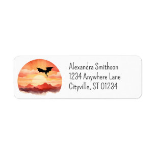 Dragon Silhouetted Against a Sunset Return Address Label