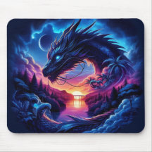 Dragon Silhouetted Against a Vibrant Sunset  