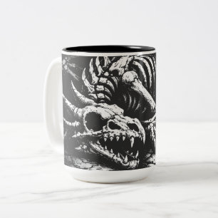 Dragon Skeleton — by BurnsInHell Two-Tone Coffee Mug
