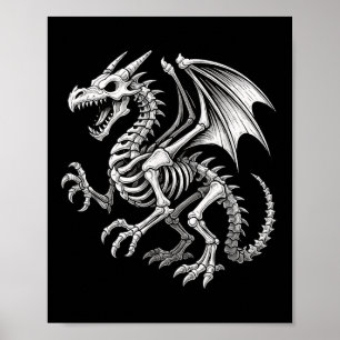 Dragon Skeleton Halloween Fantasy Boys Girls Kids  Poster