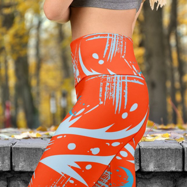 Dragon Slash on Coquelicot Orange Pattern Yoga Capri Leggings (Dragon Slash on Coquelicot)