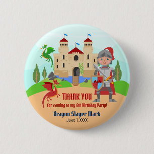 Dragon Slayer Knight Boy Birthday Party 6 Cm Round Badge