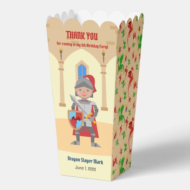 Dragon Slayer Knight Boy Birthday Party Favour Box (Front)