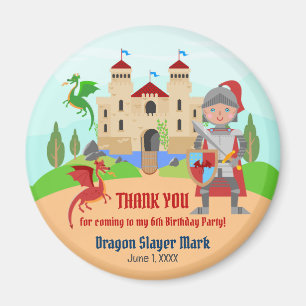 Dragon Slayer Knight Boy Birthday Party Magnet