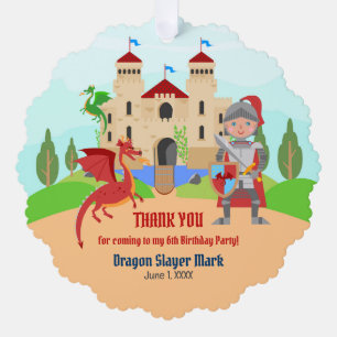 Dragon Slayer Knight Boy Birthday Party Tree Decoration Card