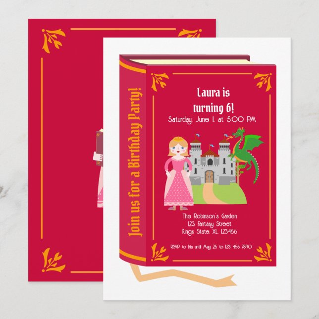  Dragon Slayer Knight Stories Birthday Party Invitation (Front/Back)