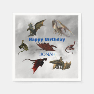Dragon Species Fun Fantasy Personalised Birthday Napkin
