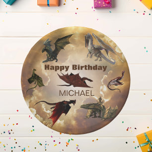 Dragon Species Fun Fantasy Personalised Birthday Paper Plate
