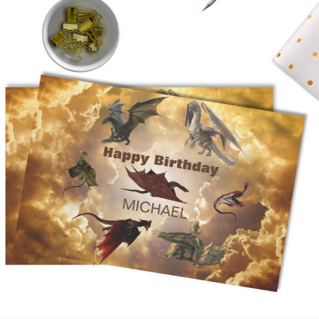 Dragon Species Fun Fantasy Personalised Birthday Tissue Paper (Creator Uploaded)