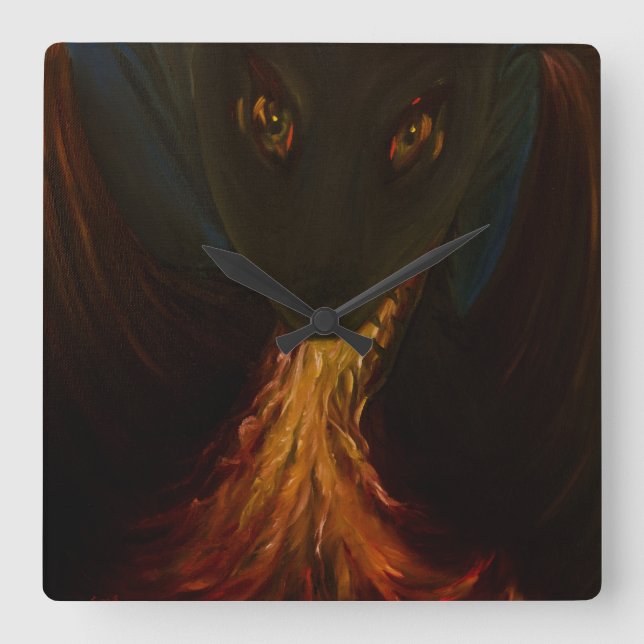 Dragon Square Wall Clock (Front)