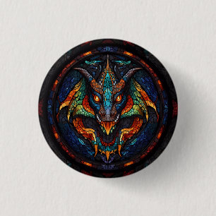 Dragon Stained Glass Mosaic Design 3 Cm Round Badge