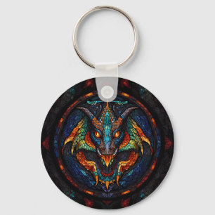 Dragon Stained Glass Mosaic Design Key Ring